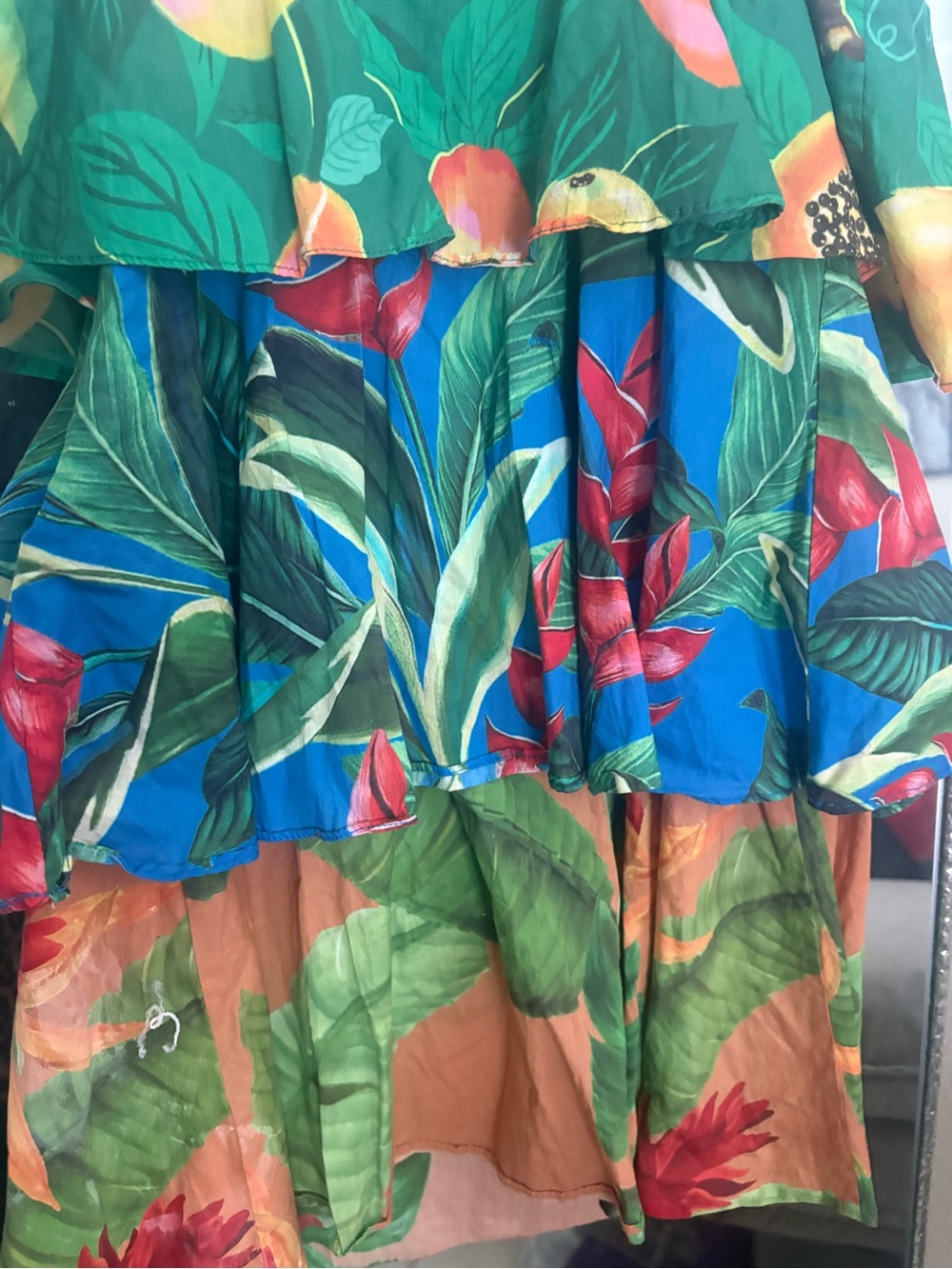Farm rio Tropical Tiered Mini Dress with Toucan Print - Green, Blue, Yellow - Picture 5 of 7
